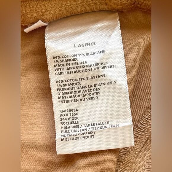 L’AGENCE coated skinny jeans in tan Rochelle high rise pull on legging. L/G - Picture 7 of 9